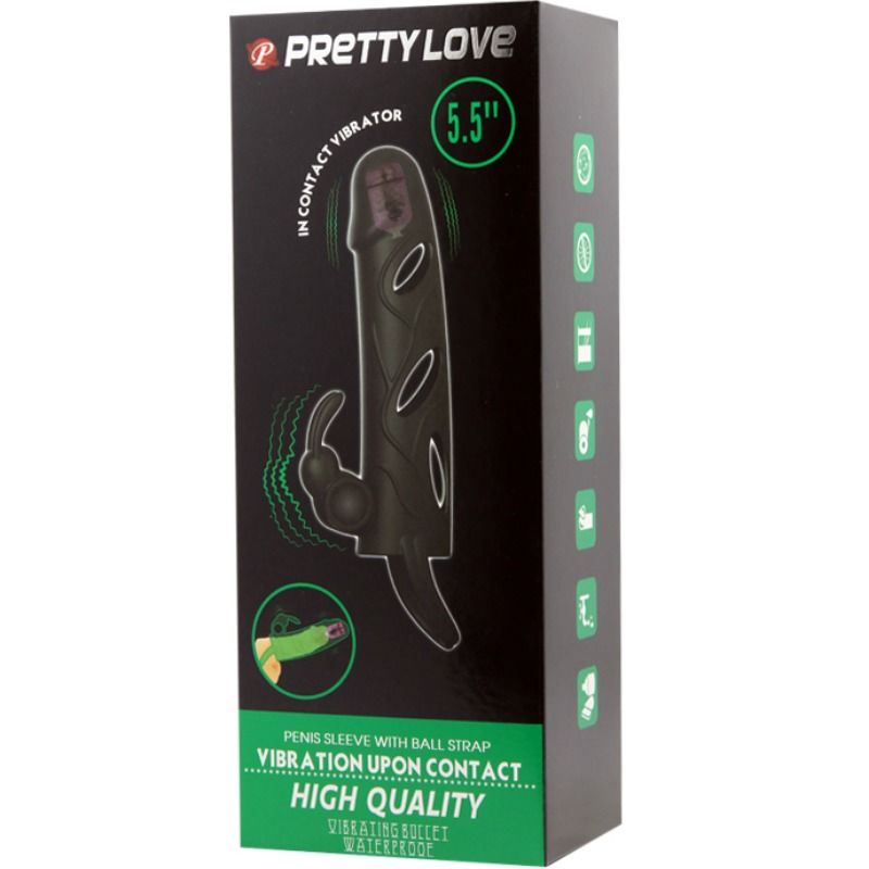 PRETTY LOVE - PROLUNGA PENE VIBRANTE  IN SILICONE 14 CM