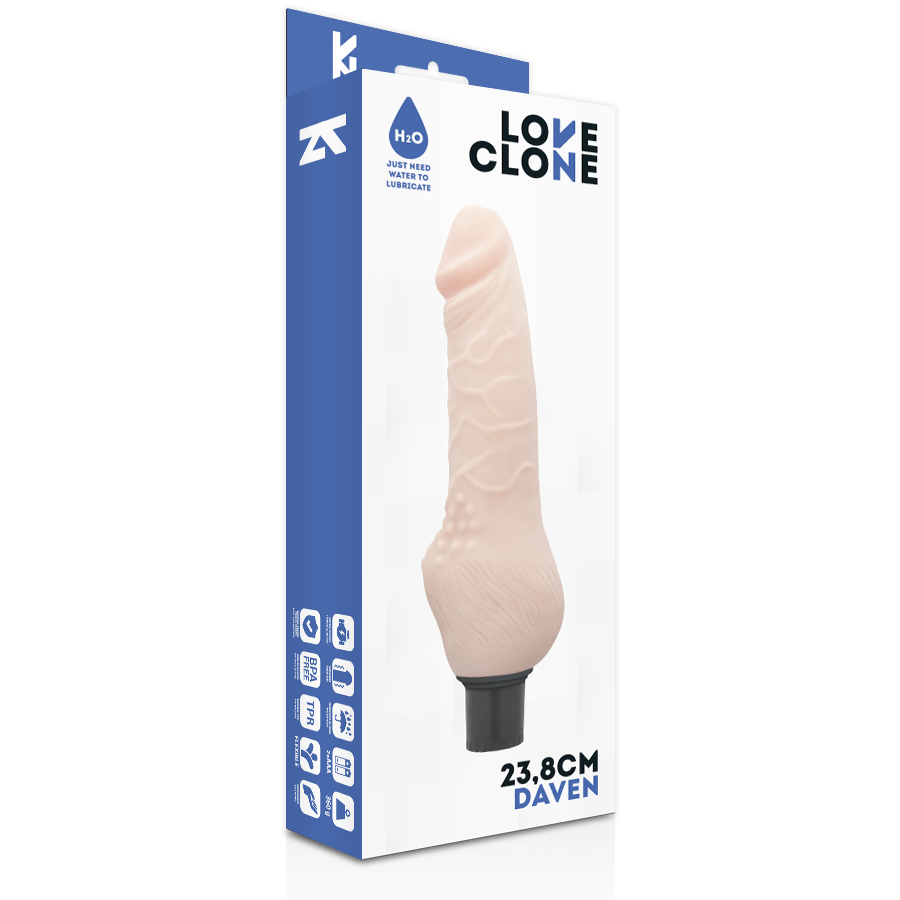 LOVECLONE - DAVEN VIBRATORE AUTOLUBRIFICANTE REALISTICO 23,8 CM -O- 3,8 CM