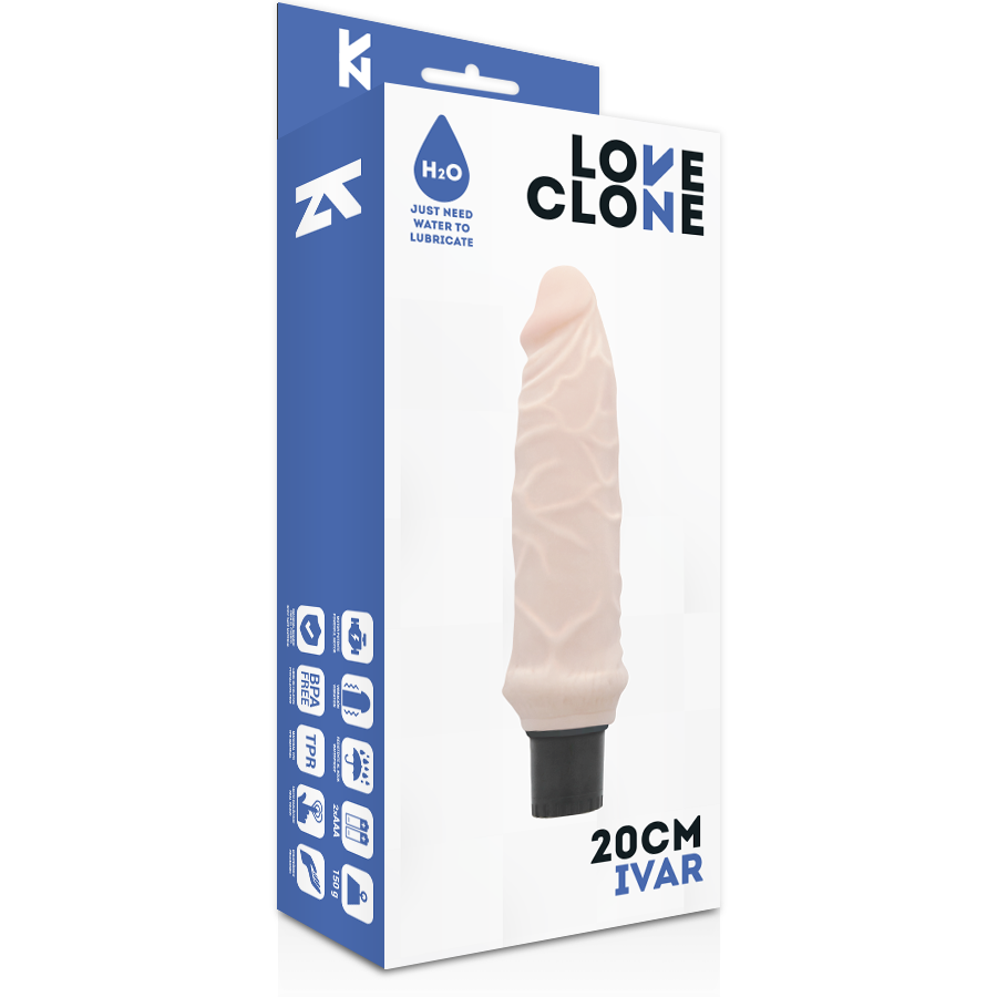 LOVECLONE - IVAR VIBRATORE AUTOLUBRIFICANTE  20 CM -O- 3,7 CM