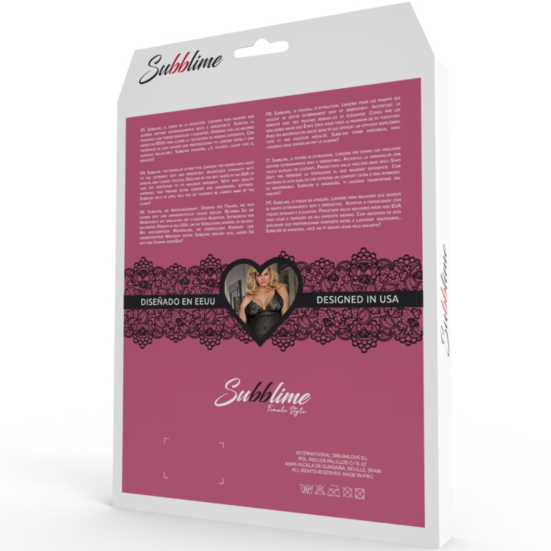 SUBBLIME - SET QUEEN PLUS TOP E PERIZOMA NERO 907204