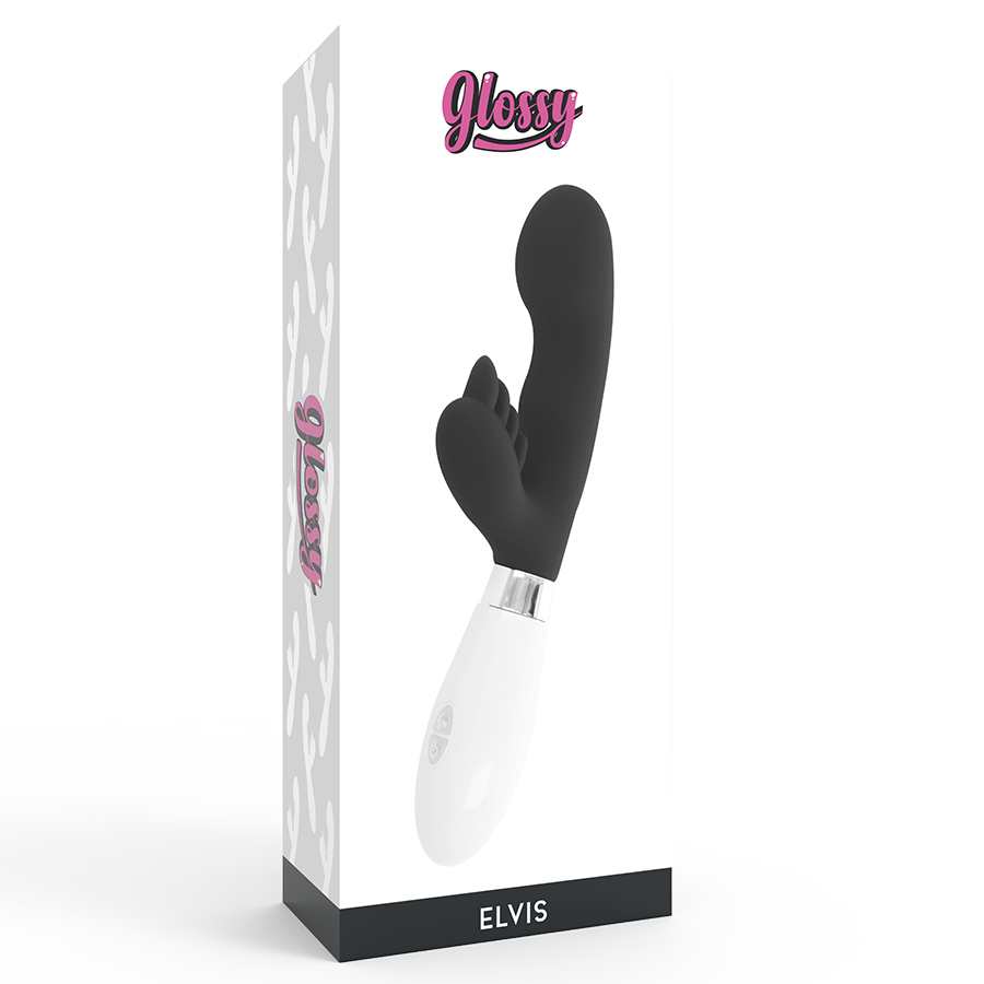 GLOSSY - ELVIS MASSAGGIATORE CON RABBIT NERO