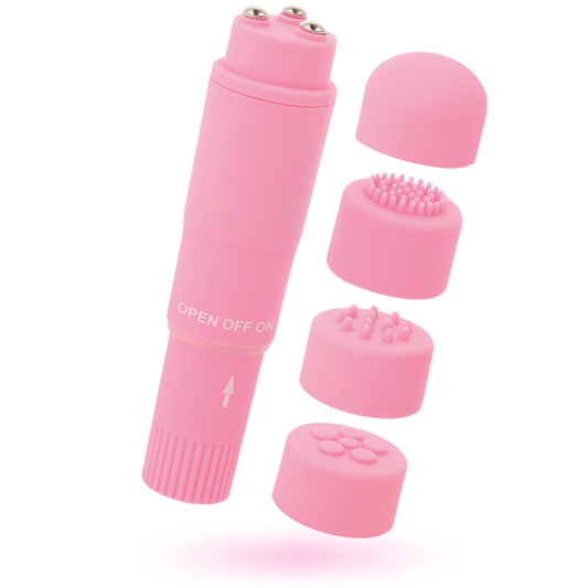 GLOSSY - KURT POCKET MASSAGGIATORE 4 TESTINE INTERCAMBIABILI ROSA