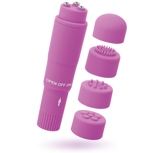 GLOSSY - KURT POCKET MASSAGGIATORE 4 TESTINE INTERCAMBIABILI VIOLA