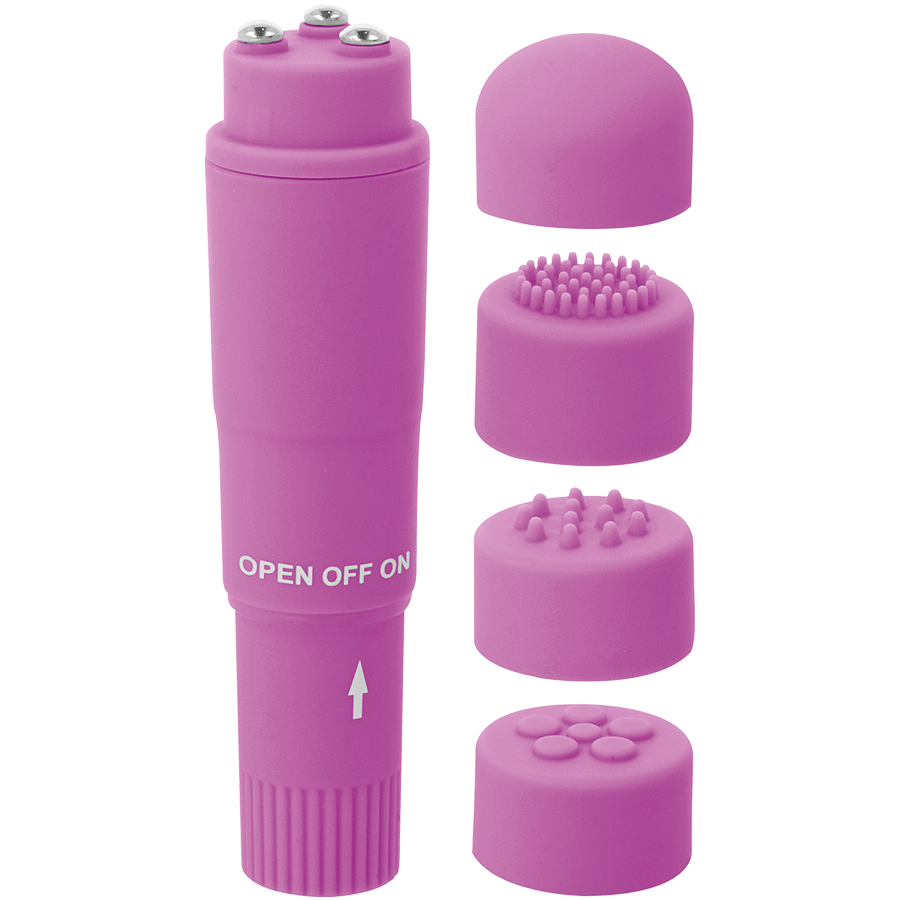 GLOSSY - KURT POCKET MASSAGGIATORE 4 TESTINE INTERCAMBIABILI VIOLA