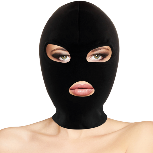DARKNESS - MASCHERA DI SOTTOMISSIONE BDSM CON APERTURA BOCCA E OCCHI NERA