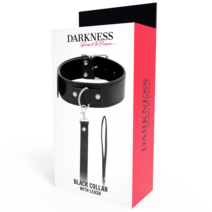 DARKNESS - COLLARE COSTRITTIVO CON GUINZAGLIO IN PELLE PVC