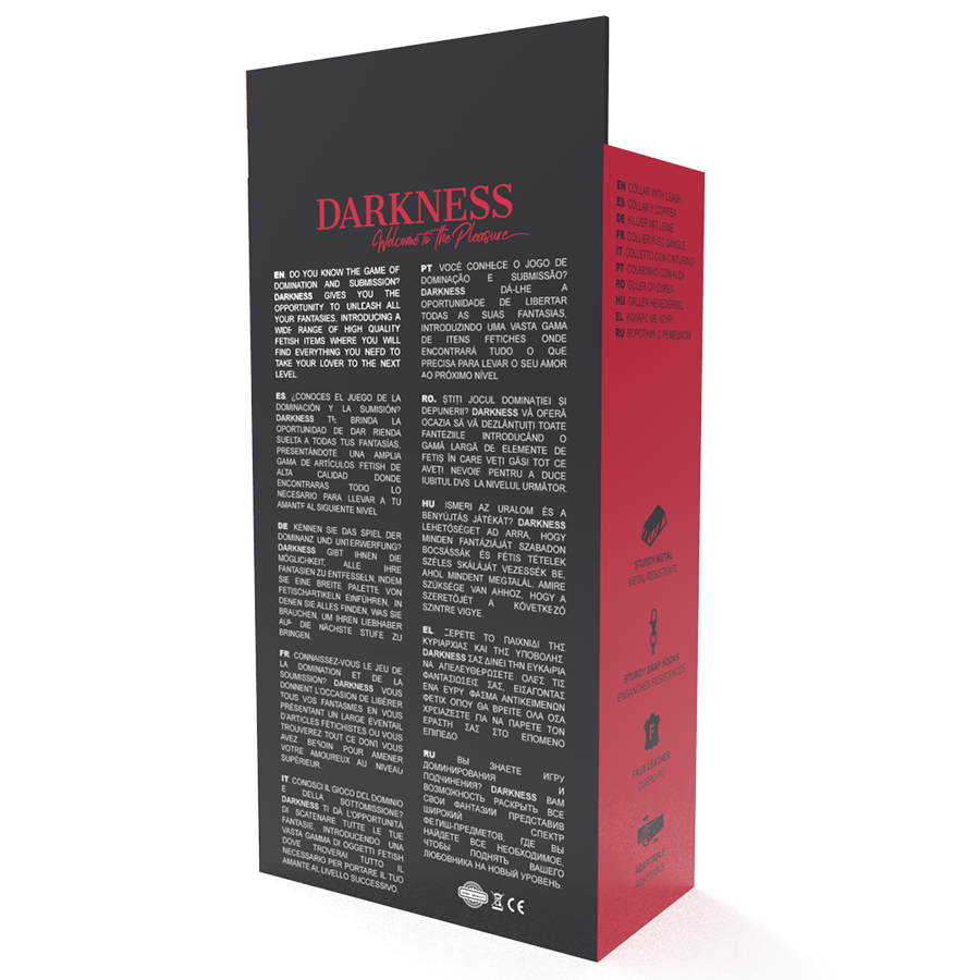 DARKNESS - COLLARE COSTRITTIVO CON GUINZAGLIO IN PELLE PVC