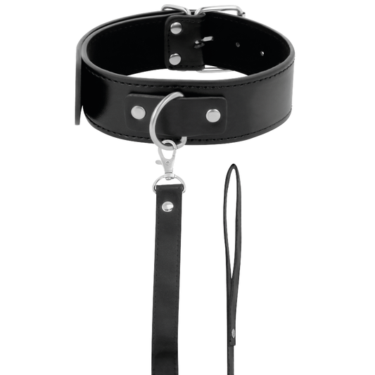 DARKNESS - COLLARE COSTRITTIVO CON GUINZAGLIO IN PELLE PVC