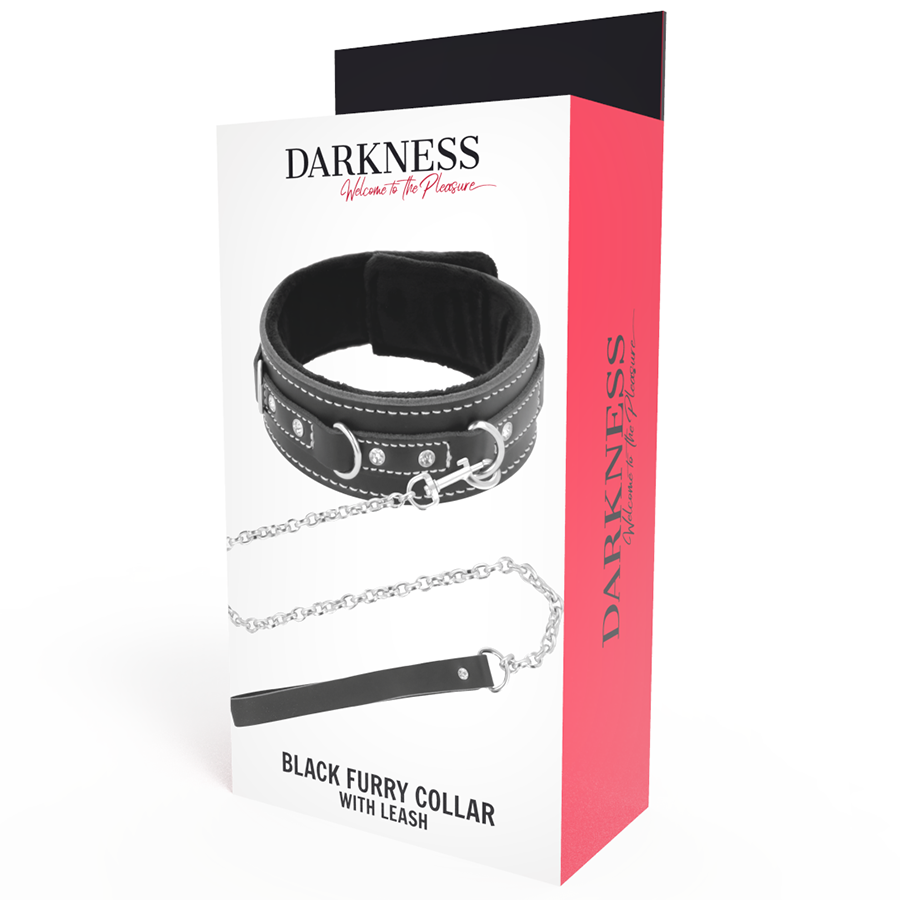 DARKNESS - COLLARE IN PELLE ALTA QUALITÀ CON GUINZAGLIO