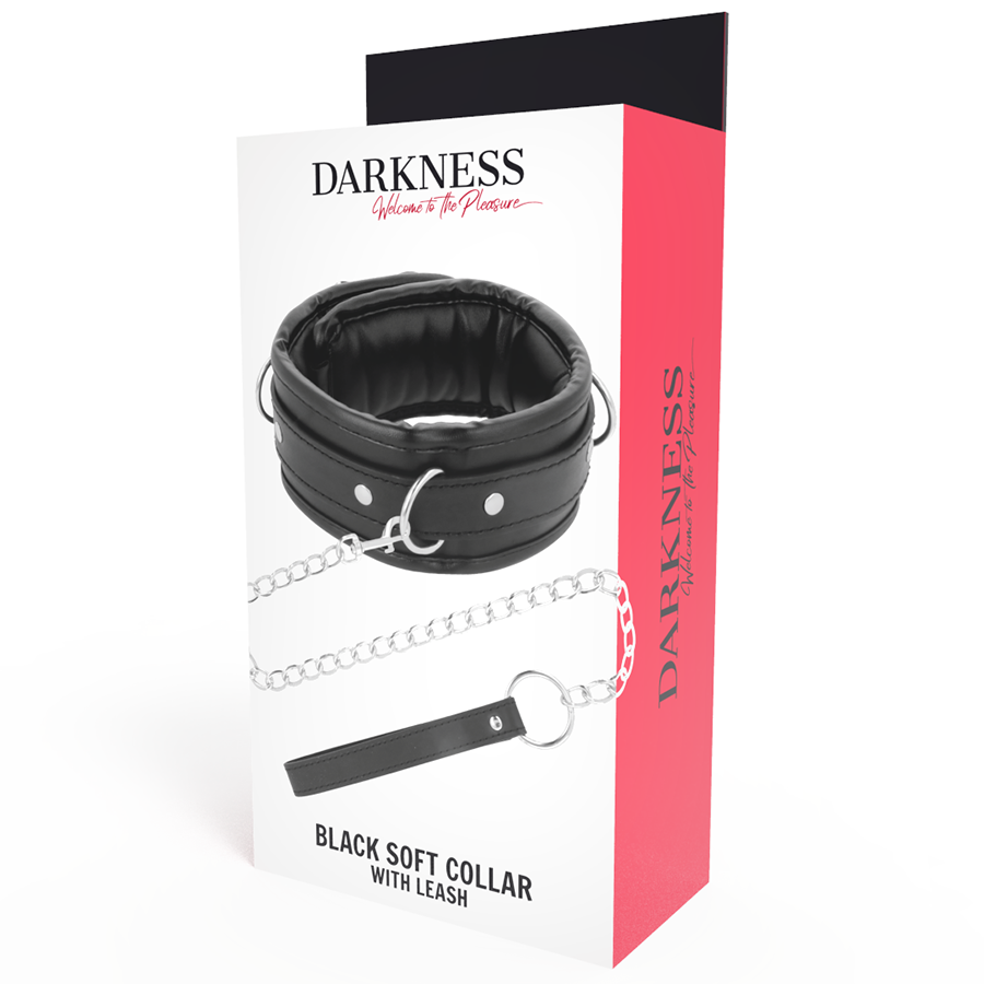 DARKNESS - COLLARE IN VERA PELLE CON GUINZAGLIO