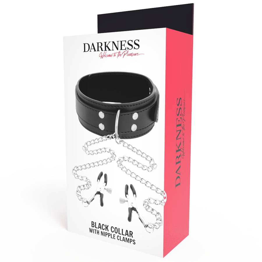 DARKNESS - COLLARE CON MORSETTI PER CAPEZZOLI NERO