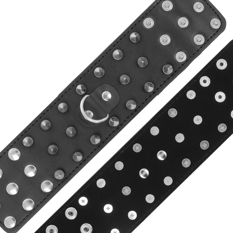 MANETTE NERE CON PUNTE, REGOLABILI SU POLSI E CAVIGLIE, DESIGN SKULLS AND BONES
