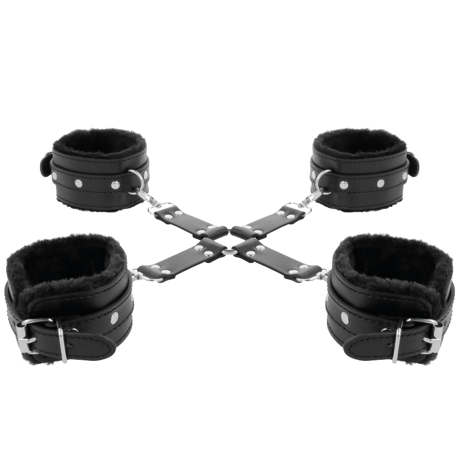 DARKNESS - MANETTE E CAVIGLIERE NERE  IN PELLE PVC 