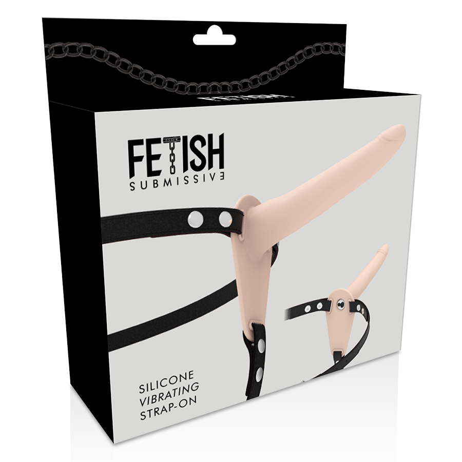 FETISH SUBMISSIVE - HARNESS CON VIBRATORE IN SILICONE 15 CM NUDE