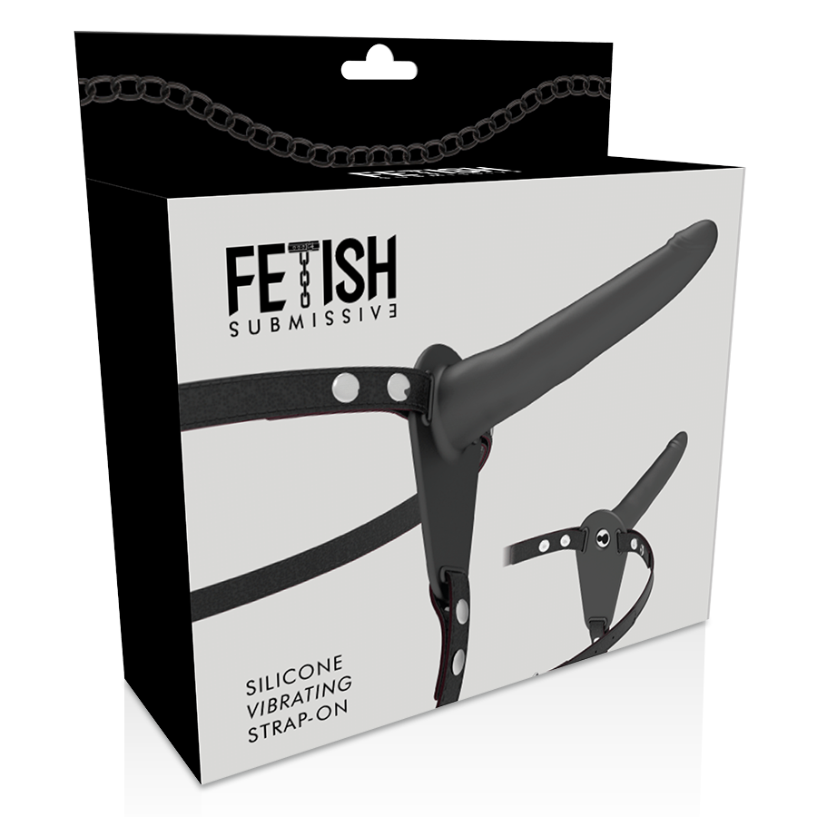 FETISH SUBMISSIVE - HARNRESS CON  VIBRATORE IN SILICONE 15 CM NERO