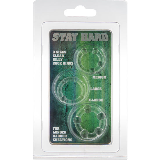 SEVEN CREATIONS - SET DI TRE ANELLI PENE TRASPARENTI
