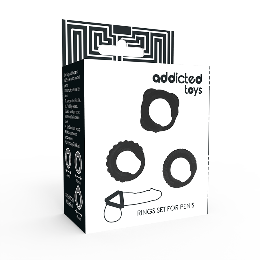 ADDICTED TOYS - SET DI 3 ANELLI VARIE DIMENSIONI NERI