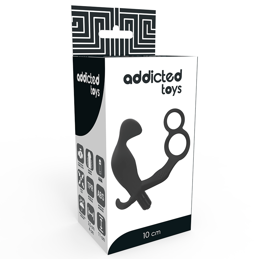 ADDICTED TOYS - DOPPIO ANELLO PENE E TESTICOLI + PLUG ANALE NERO