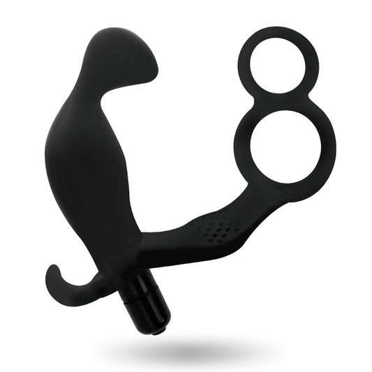 ADDICTED TOYS -  DOPPIO ANELLO PER IL PENE E TESTICOLI + PLUG ANALE NERO