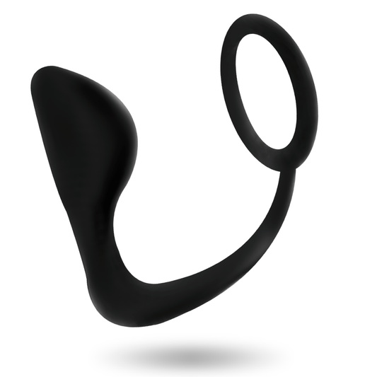ADDICTED TOYS -  ANELLO PENE CON PLUG ANALE NERO