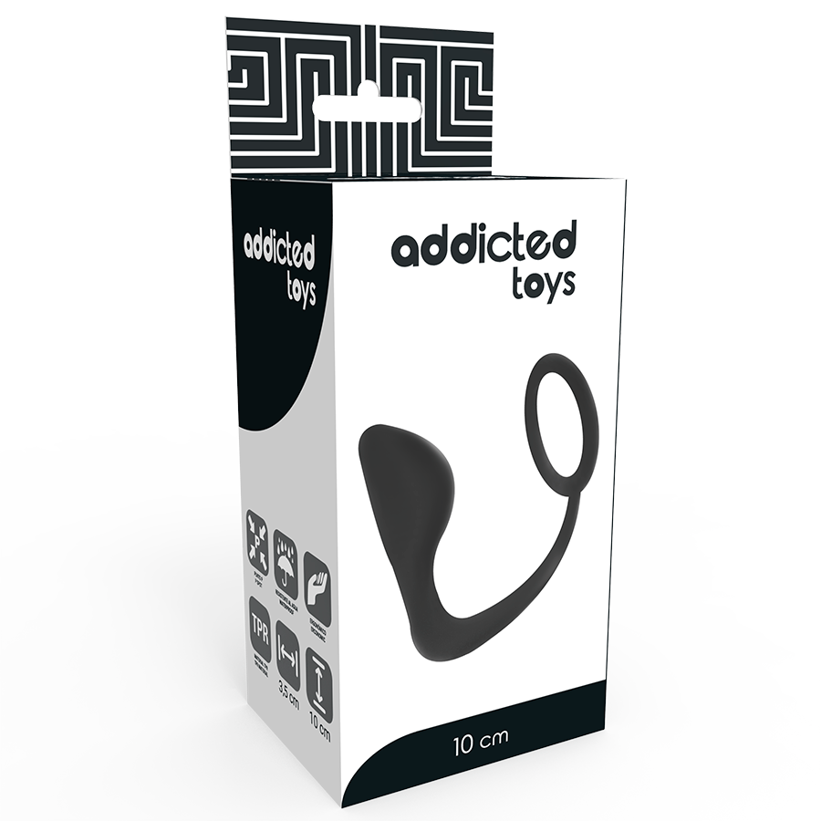 ADDICTED TOYS -  ANELLO PENE CON PLUG ANALE NERO
