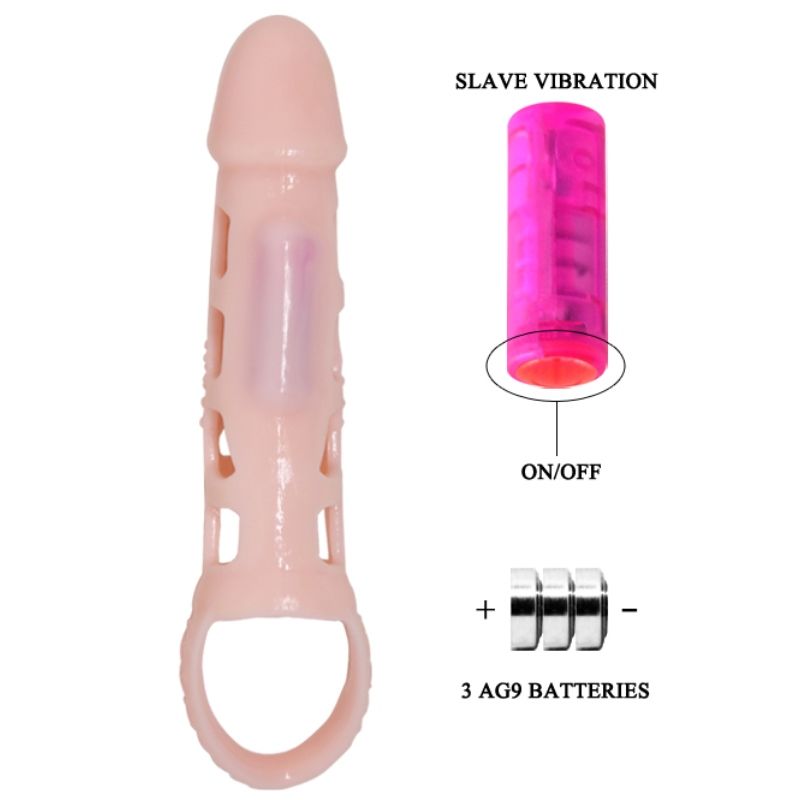 BAILE - ESTENSORE PROLUNGA PENE CON VIBRAZIONE E CINTURINO  13,5 CM NATURALE