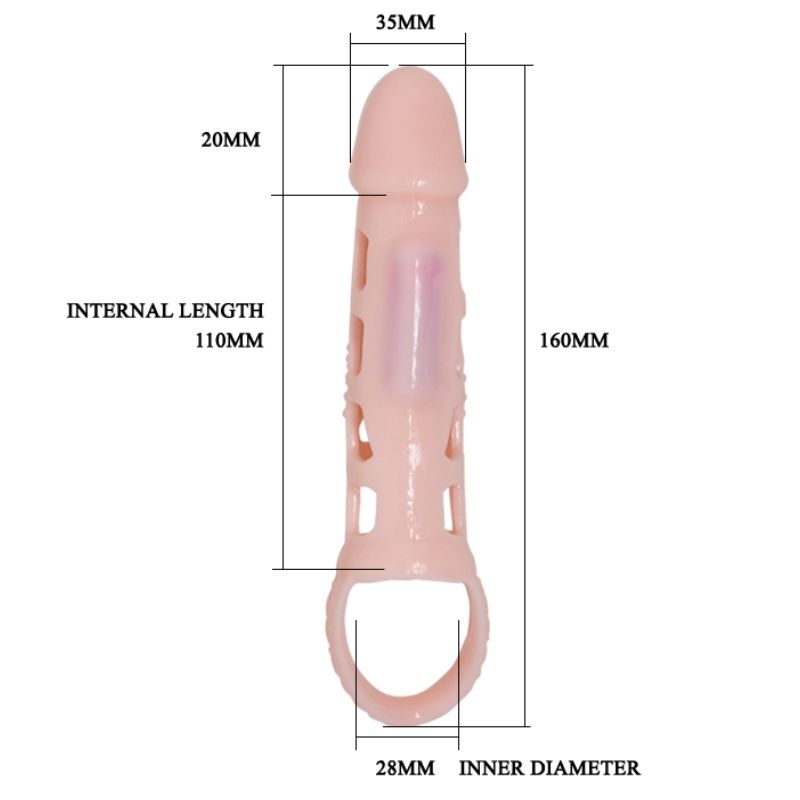 BAILE - ESTENSORE PROLUNGA PENE CON VIBRAZIONE E CINTURINO  13,5 CM NATURALE