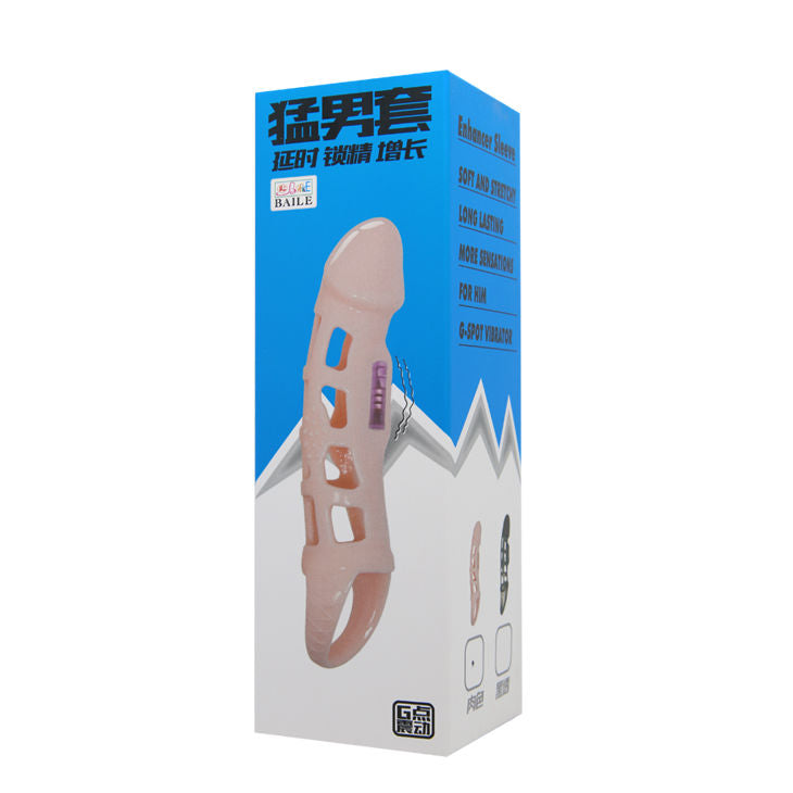 BAILE - ESTENSORE PROLUNGA PENE CON VIBRAZIONE E CINTURINO  13,5 CM NATURALE