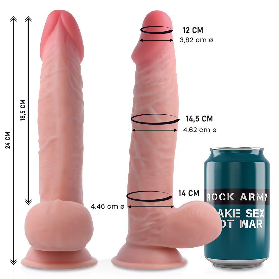 ROCKARMY - SHERMAN  DILDO REALISTICO A DOPPIA DENSITÀ 24 CM -O- 4,62 CM