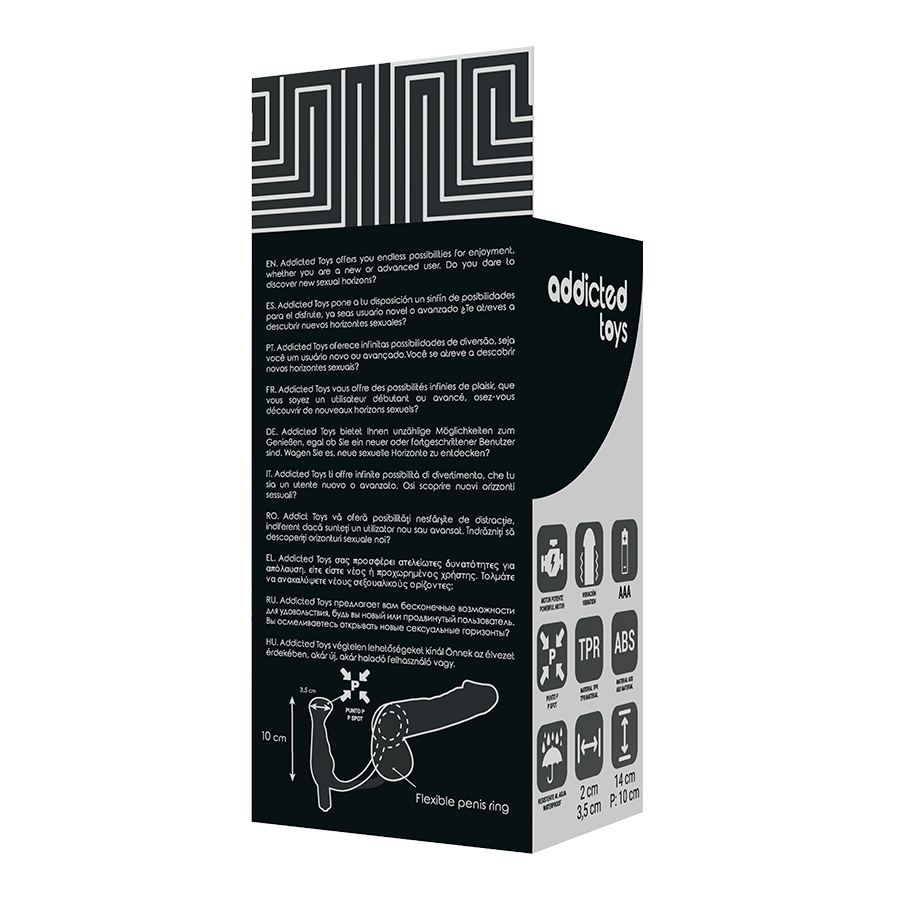ADDICTED TOYS -ANELLO CON  VIBRATORE PROSTATICO  10 CM NERO