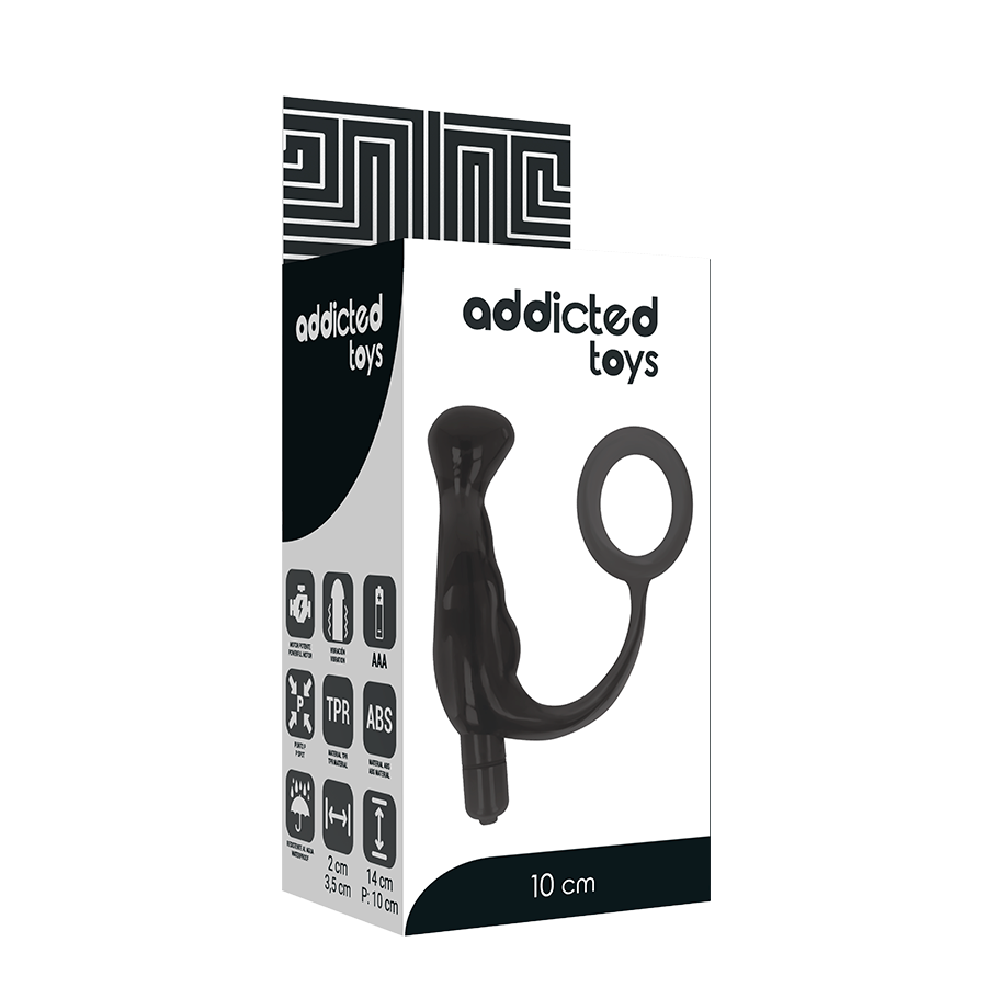 ADDICTED TOYS -ANELLO CON  VIBRATORE PROSTATICO  10 CM NERO
