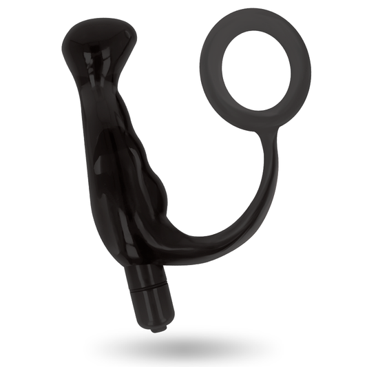 ADDICTED TOYS -ANELLO CON  VIBRATORE PROSTATICO  10 CM NERO