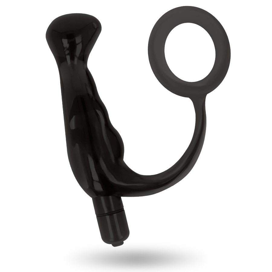 ADDICTED TOYS -ANELLO CON  VIBRATORE PROSTATICO  10 CM NERO