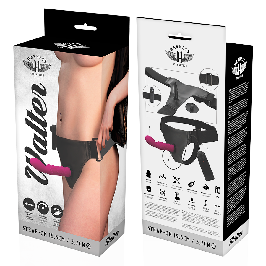 HARNESS ATTRACTION - WALTER HARNESS CON VIBRAZIONE 15,5 CM -O- 3,7 CM