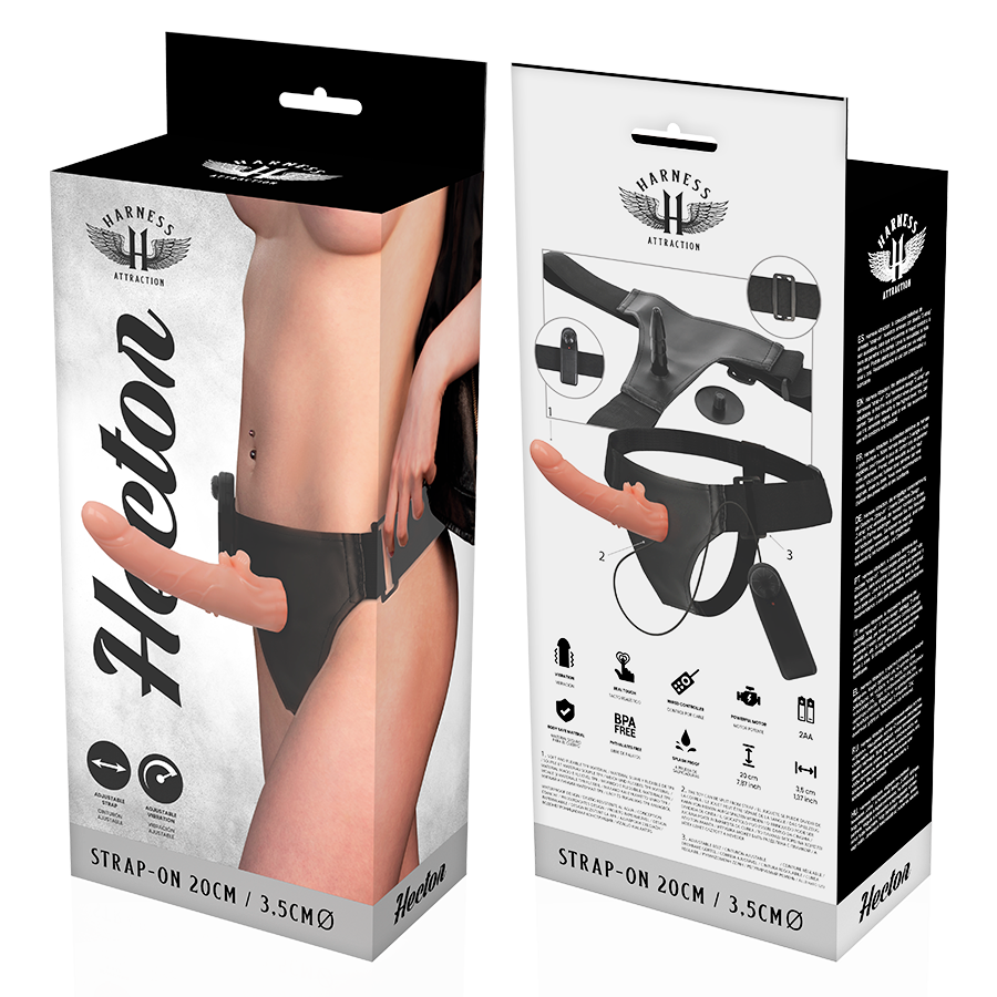 HARNESS ATTRACTION - HECTOR HARNESS CON PENE REALISTICO E VIBRAZIONE 20 CM -O- 3,5 CM