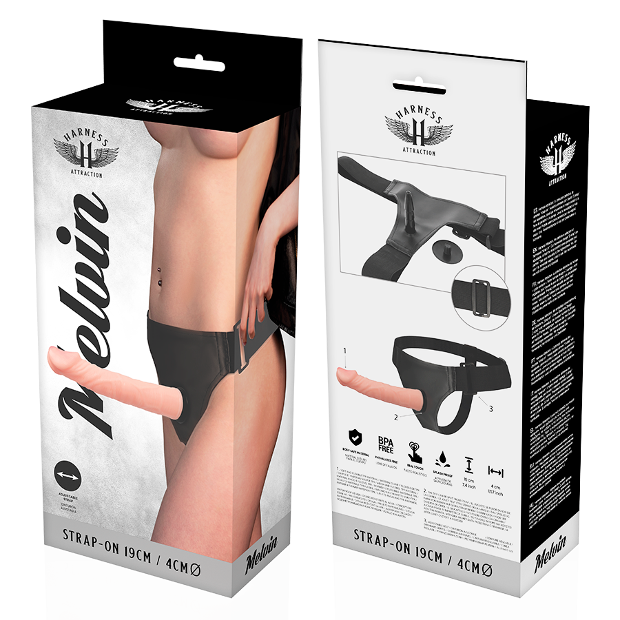 HARNESS ATTRACTION - MELVIN HARNESS CON PENE REALISTICO 19 CM -O- 4 CM