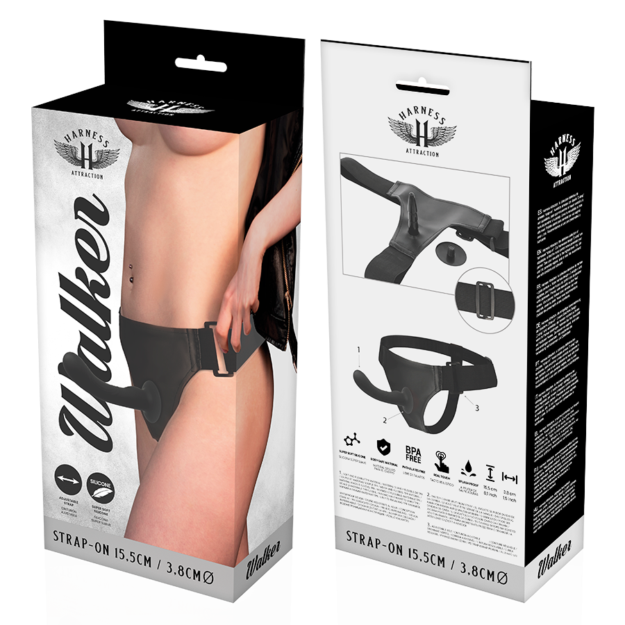 HARNESS ATTRACTION - WALKER HARNESS CON PENE REALISTICO IN SILICONE G-SPOT 15,5 CM -O- 3,8 CM