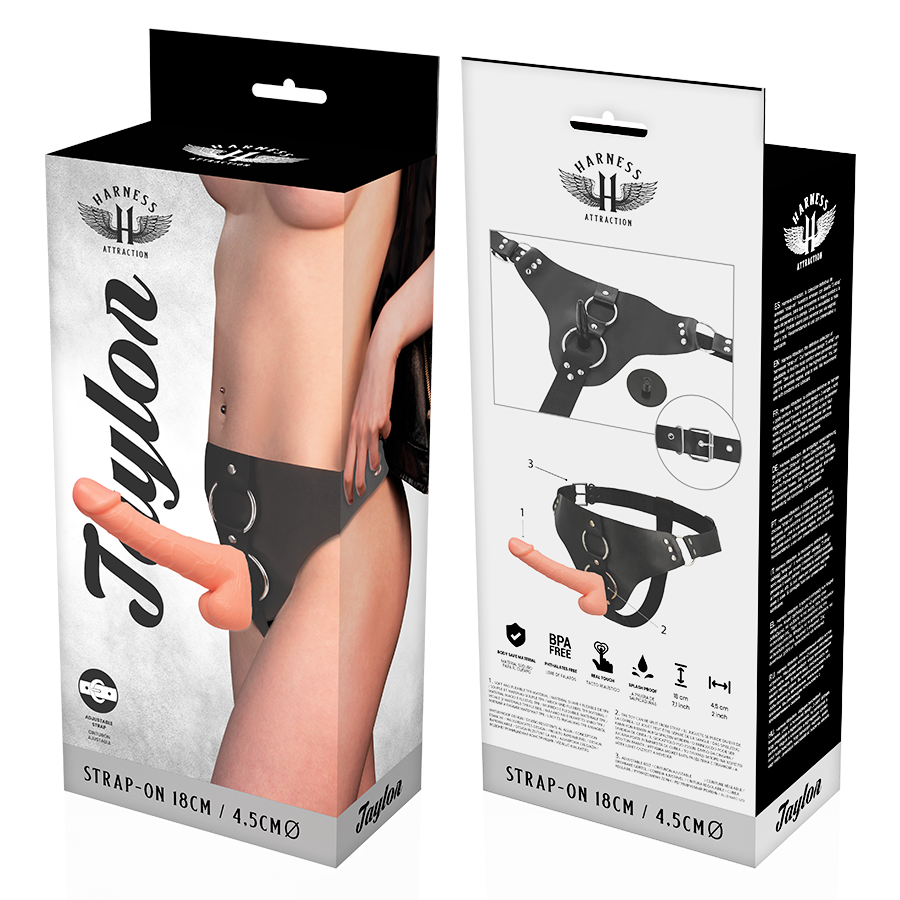 HARNESS ATTRACTION - TAYLOR HARNESS CON PENE REALISTICO DELUXE 18 CM -O- 4,5 CM
