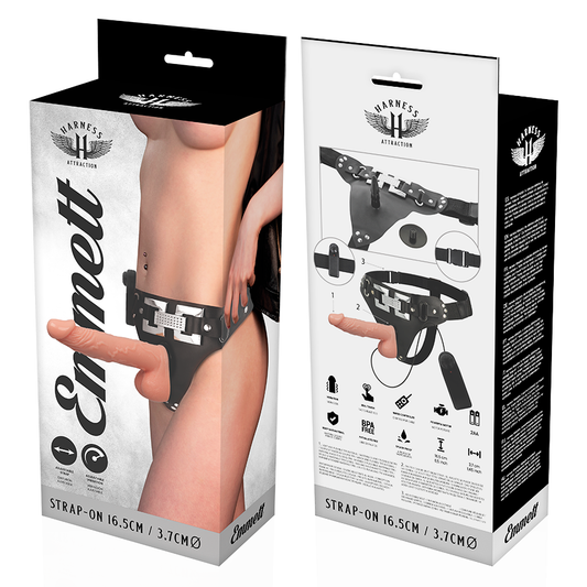 HARNESS ATTRACTION - EMMETT HARNESS CON PENE REALISTICO E VIBRAZIONE 16,5 CM -O- 3,7 CM