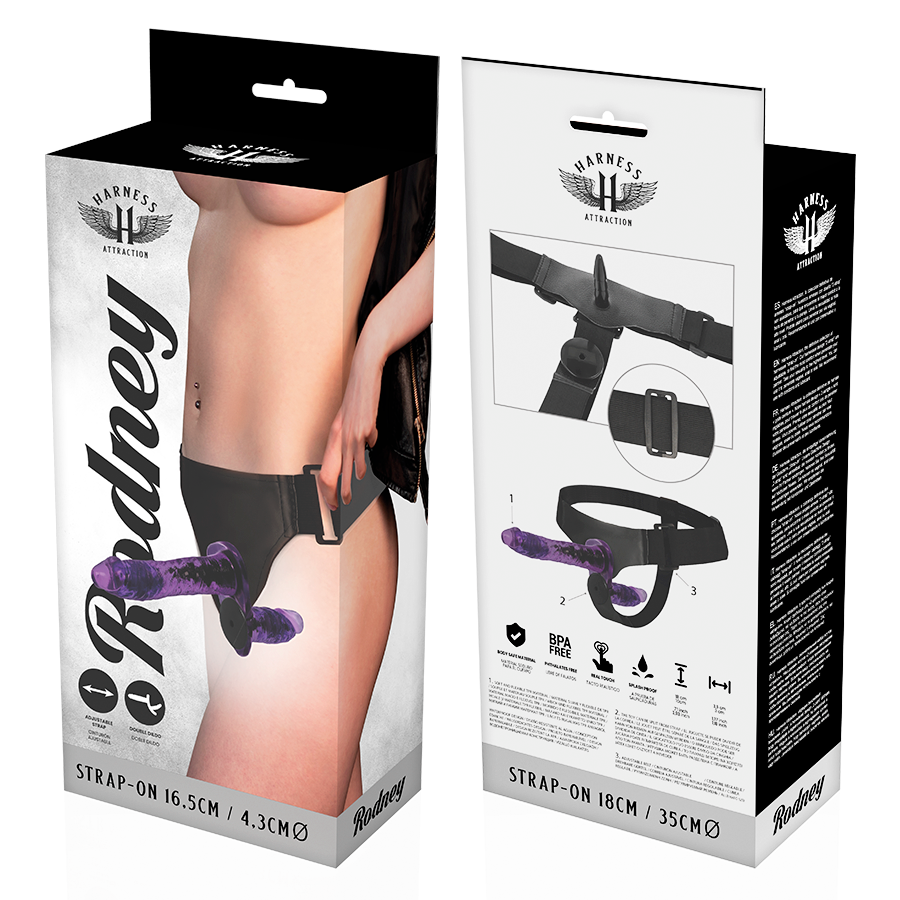 HARNESS ATTRACTION - RODNEY HARNESS DOPPIA PENETRAZIONE CON VIBRAZIONE 18 CM -O- 3.5 CM