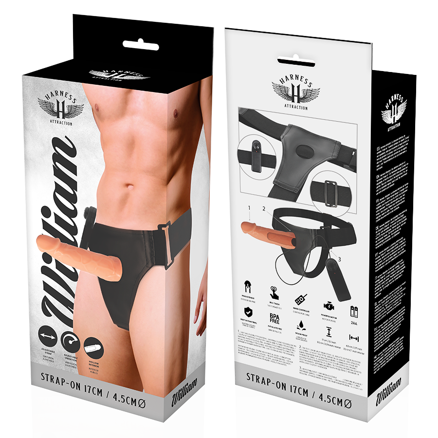HARNESS ATTRACTION- WILLIAN HARNESS CAVO CON VIBRATORE 17 CM -O- 4,5 CM