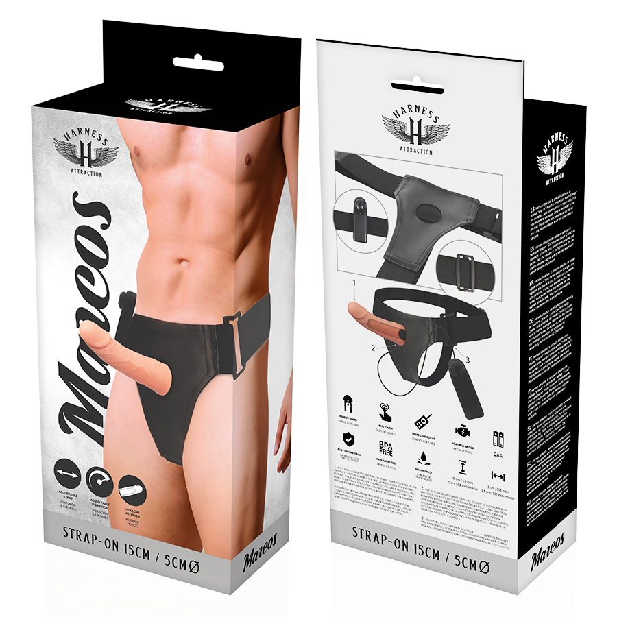 HARNESS ATTRACTION - FRAMES HARNESS CAVO CON PENE REALISTICO E VIBRATORE 15 CM -O- 5 CM