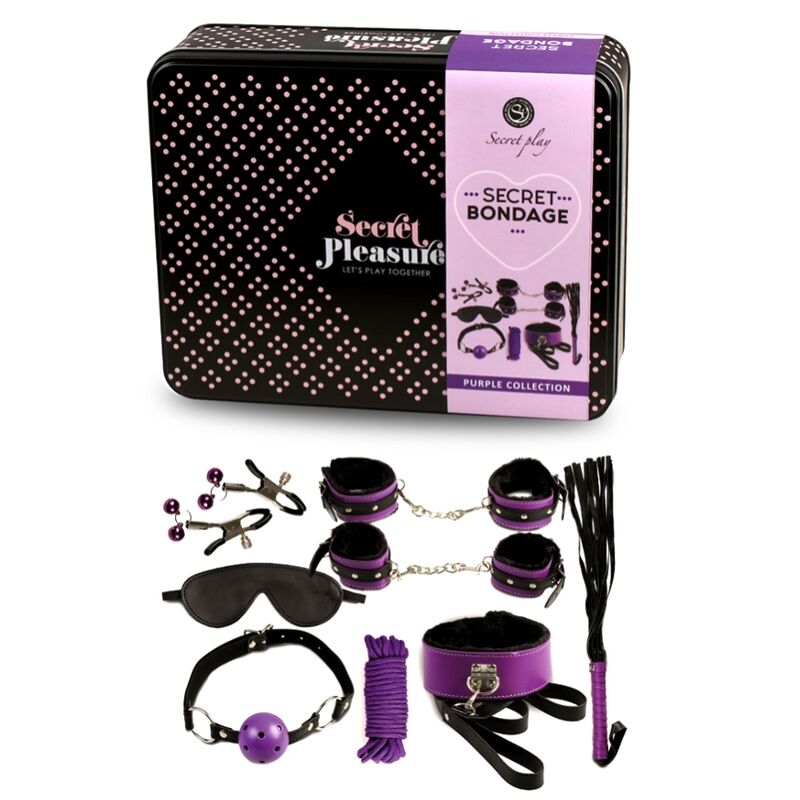 SECRETPLAY - SET BDSM 8 PEZZI VIOLA/NERO
