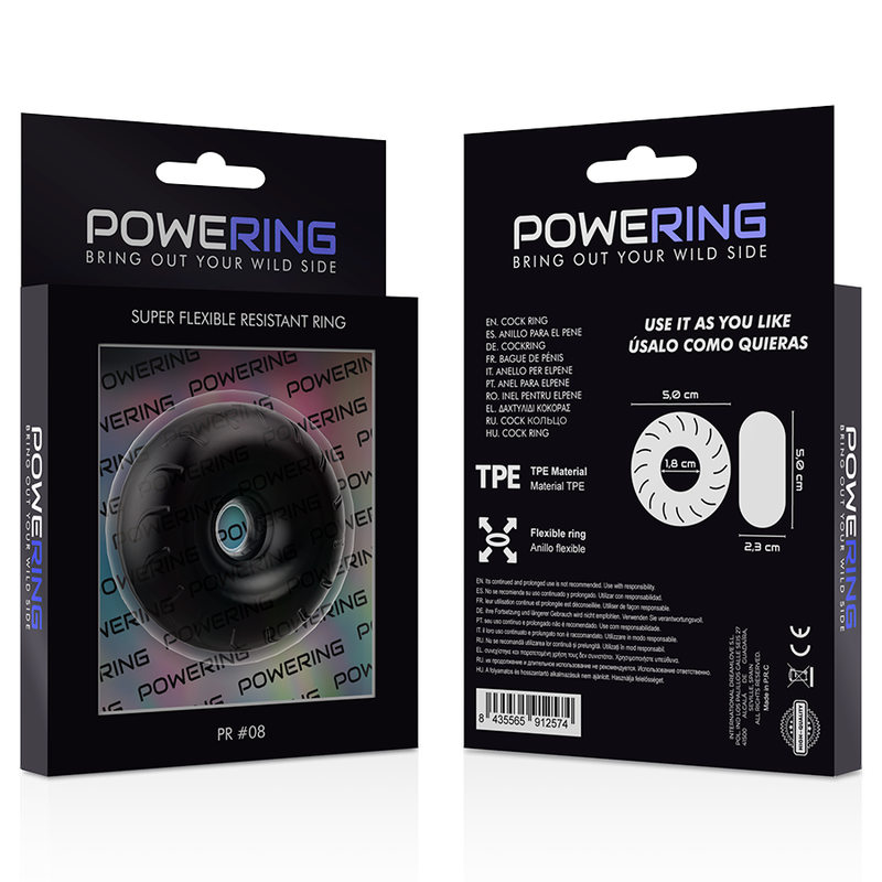 POWERING - PR08 ANELLO PENE SUPER FLESSIBILE E RESISTENTE 5CM  NERO