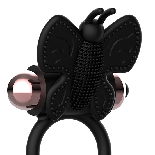 COQUETTE CHIC DESIRE - ANELLO PENE A FARFALLA CON VIBRATORE NERO/ORO