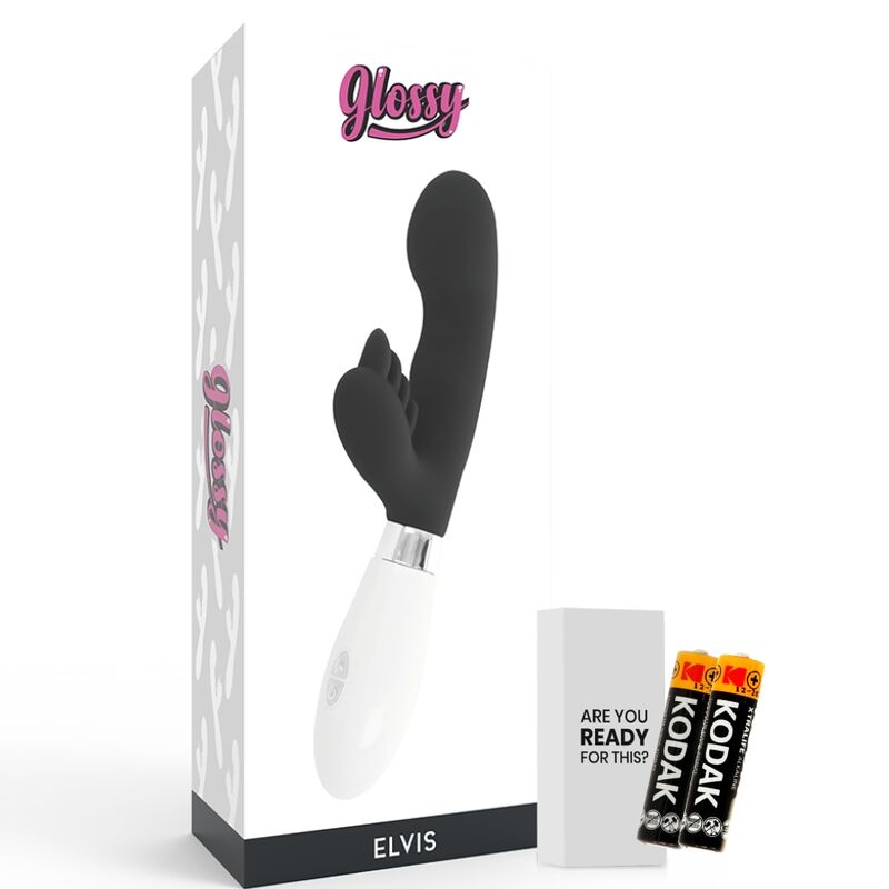 GLOSSY - ELVIS MASSAGGIATORE CON RABBIT NERO
