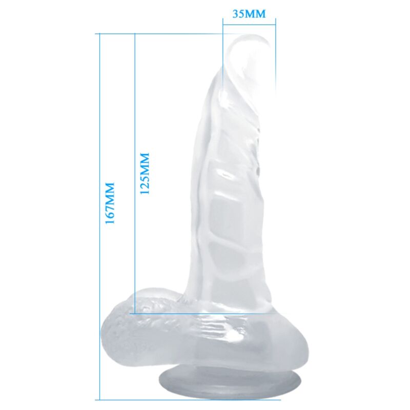 DILDO REALISTICO CON VENTOSA E TESTICOLI 16,7 CM TRASPARENTE