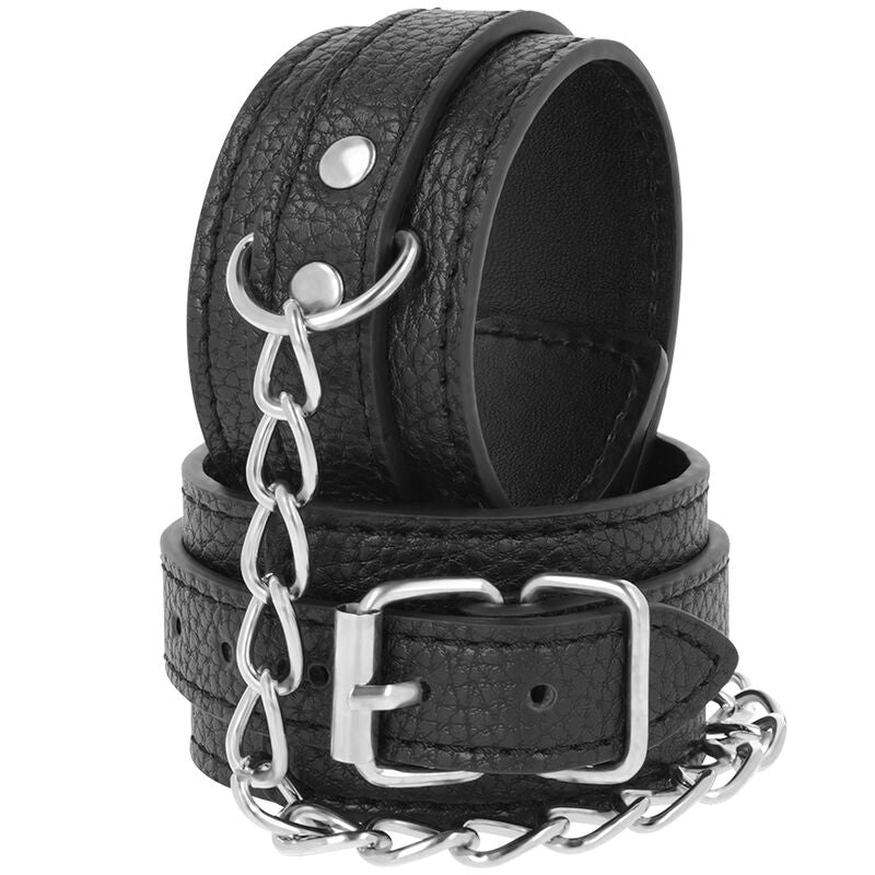 MANETTE IN PELLE TESTURIZZATA NERA, REGOLABILI, METALLO SENZA NICHEL