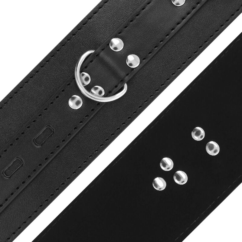 MANETTE IN PELLE NERA, FIBBIE REGOLABILI, CATENE RESISTENTI
