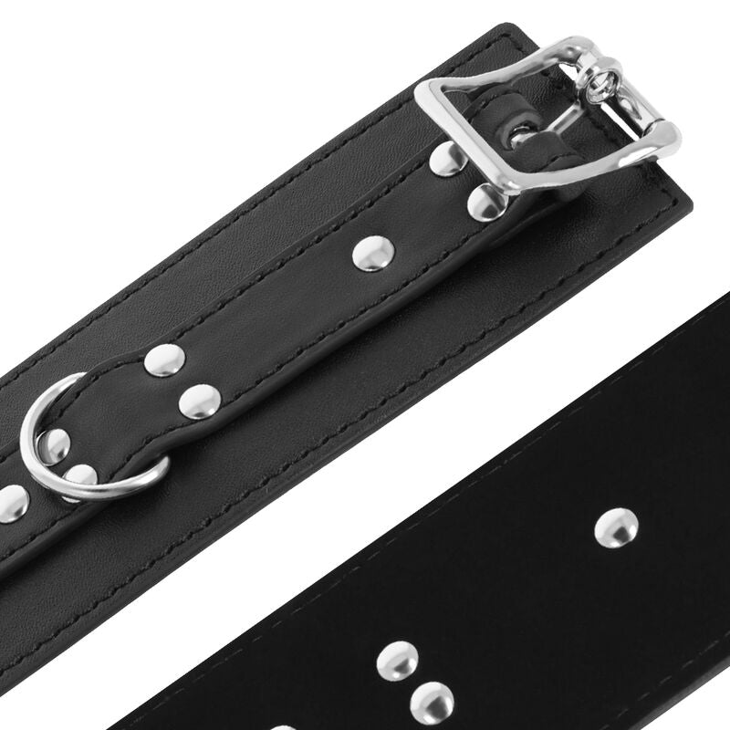 MANETTE IN PELLE NERA, FIBBIE REGOLABILI, CATENE RESISTENTI